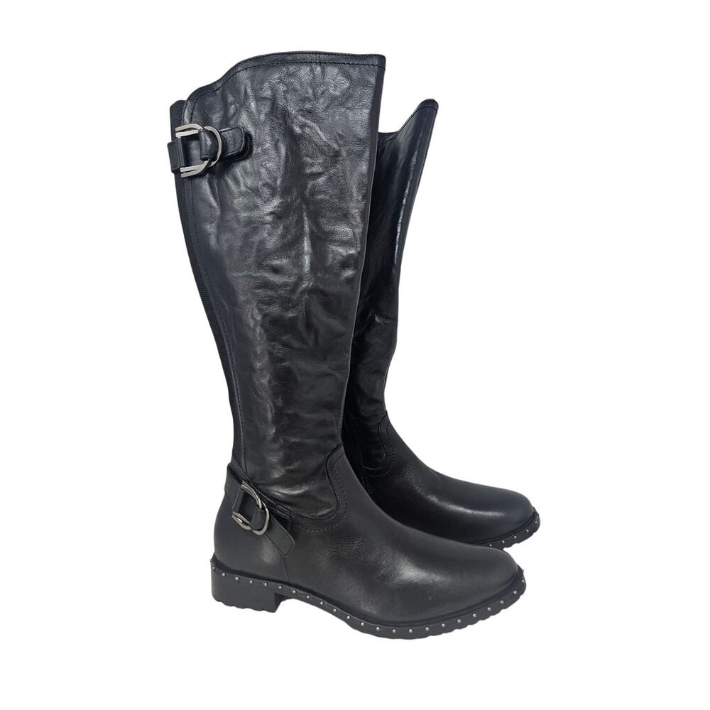 NEW Vintage Foundry 8 Black Leather Tall Boot Minimalist Western Goth Buckle